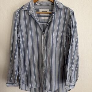 Grayson The Hero Shirt 3 Medium Blue White Striped Long‎ Sleeve Button Up